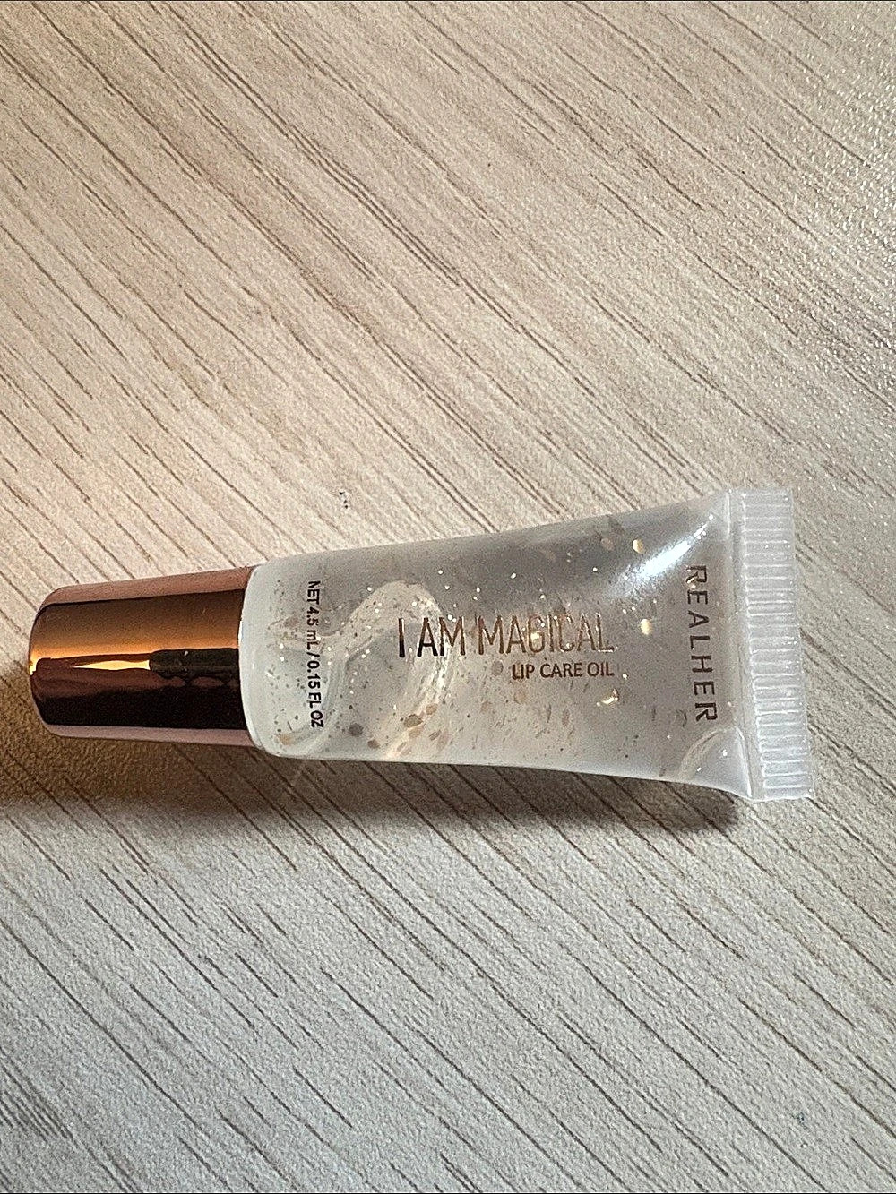 REALHER I Am Magical Lip Care Oil Clear with Gold Sparkles - Never Used